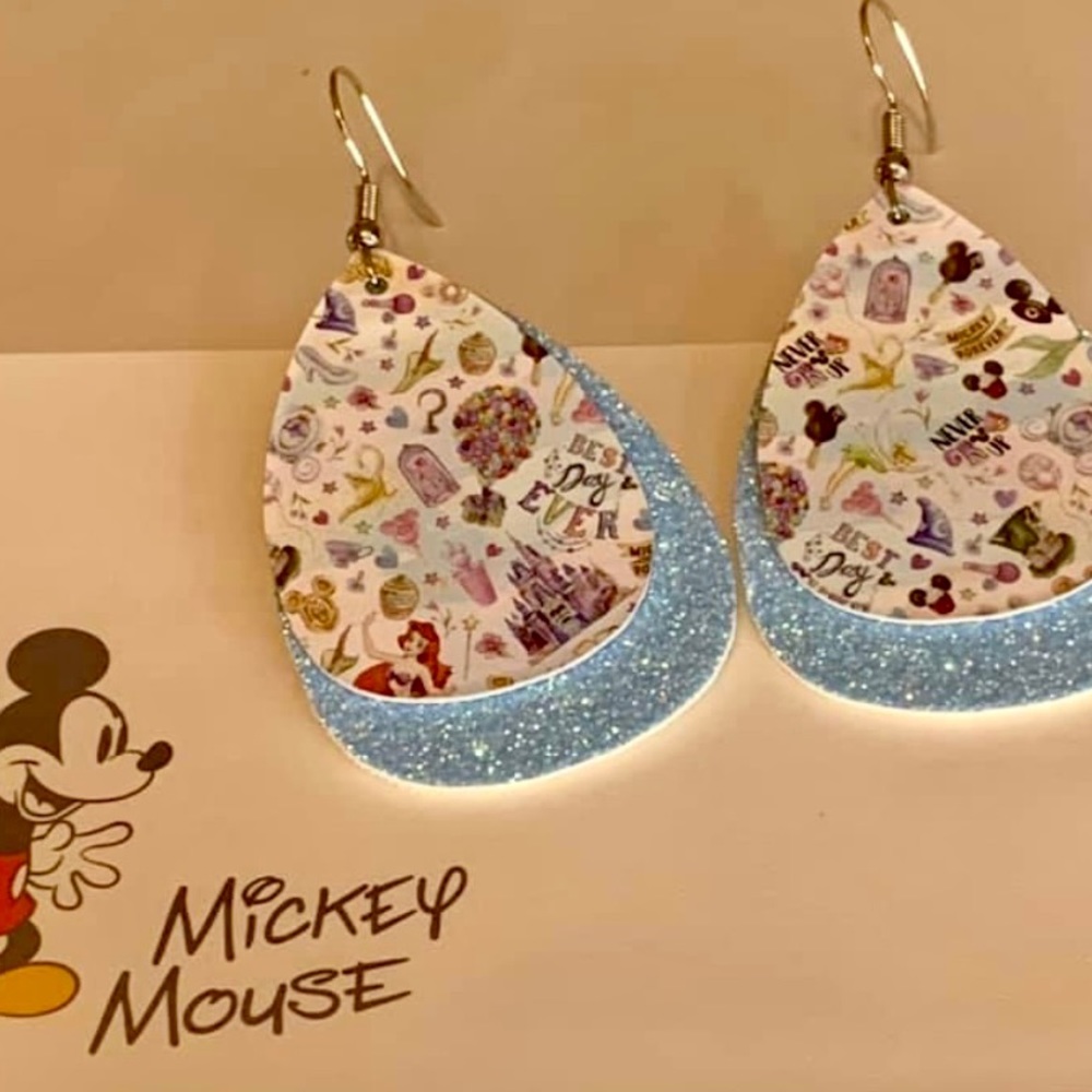 Mickey Mouse Blue and White Earrings